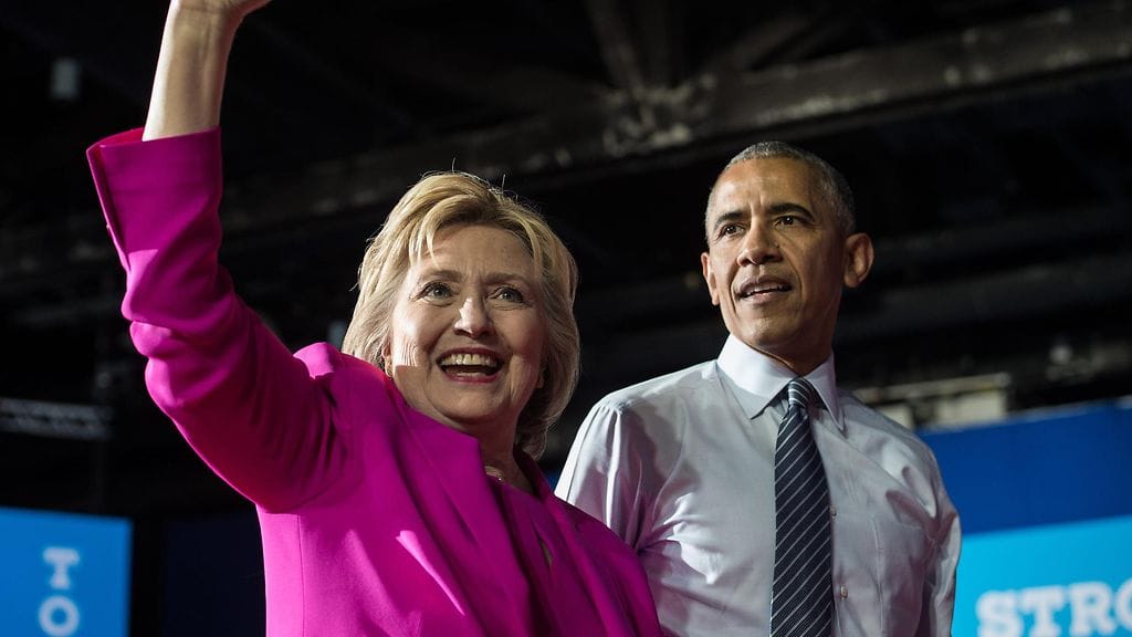 Demokraattien presidenttiehdokkaaksi nimitettävä Hillary Clinton ja istuva presidentti Barack Obama kampanjatilaisuudessa Pohjois-Carolinassa 5. heinäkuuta.