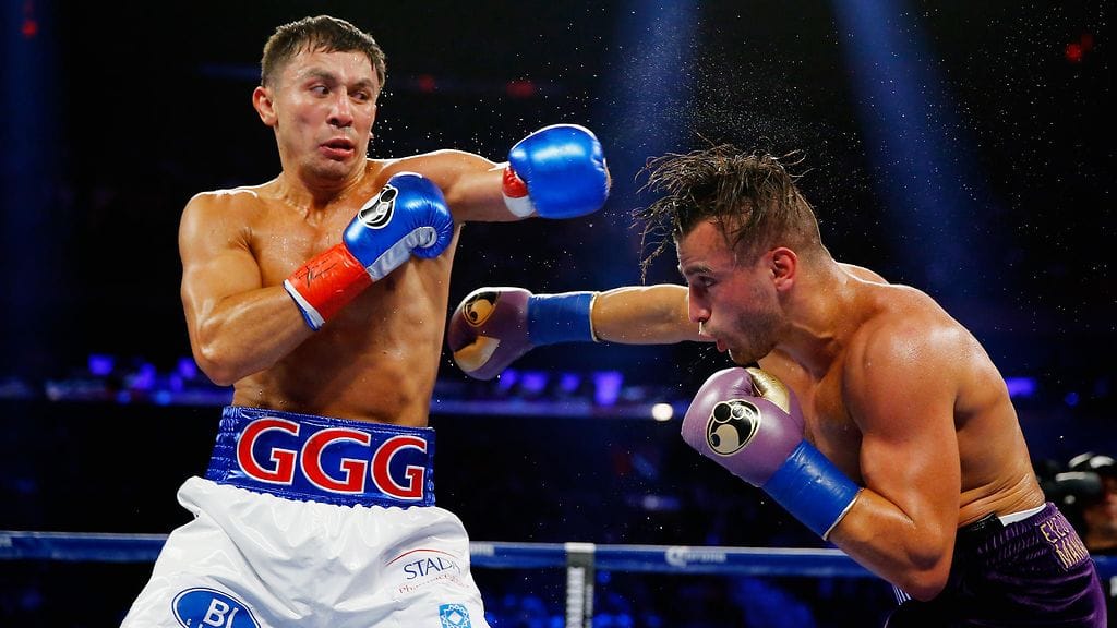 Gennadi Golovkin (vas.) tyrmäsi David Lemieux'n viime lokakuussa.