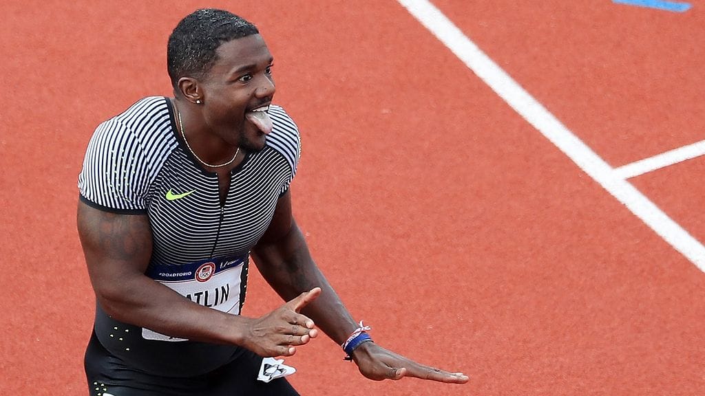 Justin Gatlin tuuletti Oregonissa lauantaina.