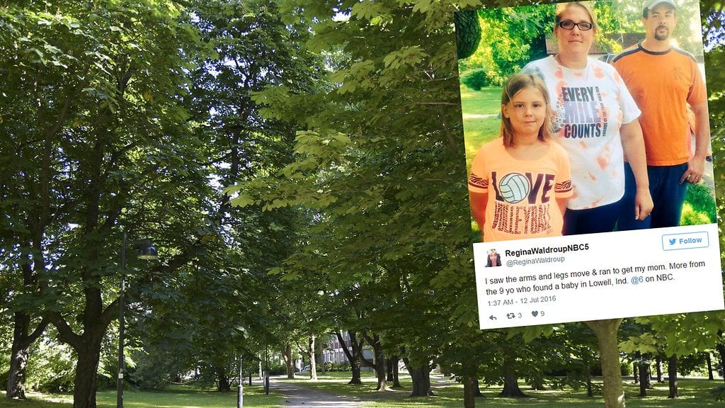 Elysia Laub (vas.) löysi vastasyntyneen vauvan perheensä pihalta.