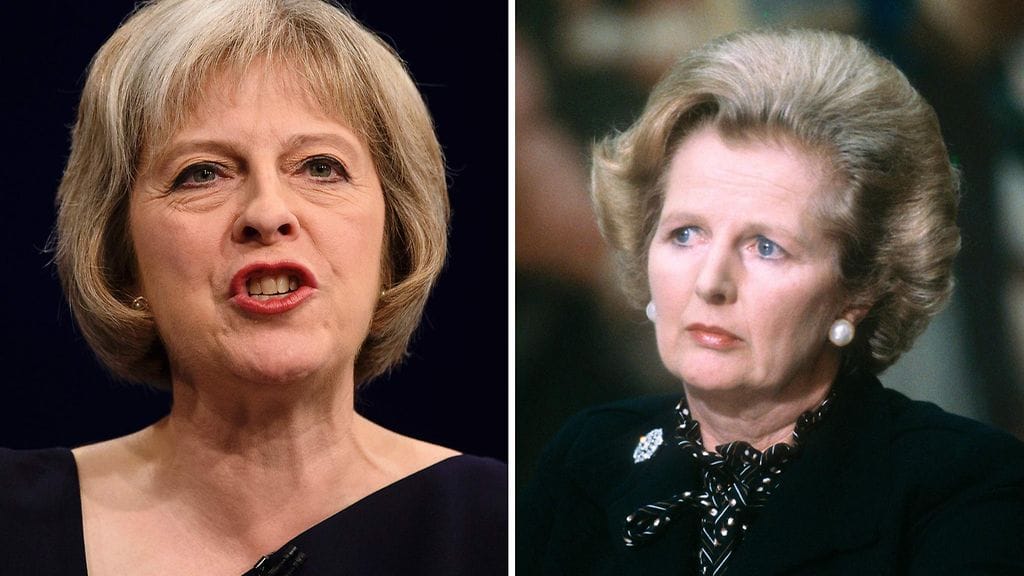 Sekä May että Thatcher ovat kannattaneet seksuaalivähemmistöjen oikeuksia vastoin puolueensa yleistä linjaa. Thatcher äänesti homoseksuaalisuuden laillistamisen puolesta 1980-luvulla, May on julistautunut tasa-arvoisen avioliittolain kannattajaksi.