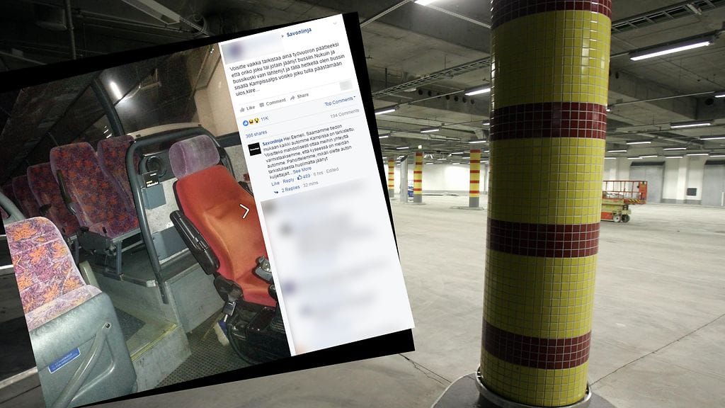 Nuori mies pyysi apua Facebookin kautta herättyään lukitussa linja-autossa Kampin bussiterminaalissa Helsingissä.