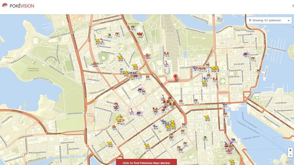 Pokémoneja Helsingin keskustassa aamupäivällä 26. heinäkuuta 2016.