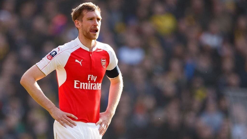 Per Mertesacker on edustanut Arsenalia vuodesta 2011 alkaen.