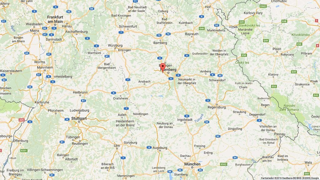 Zirndorf, Saksa. Kuvakaappaus Google Maps