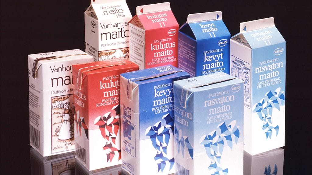 Vuosikymmeniä sitten maitotölkeissä ei nähty piirroslehmien kuvia.