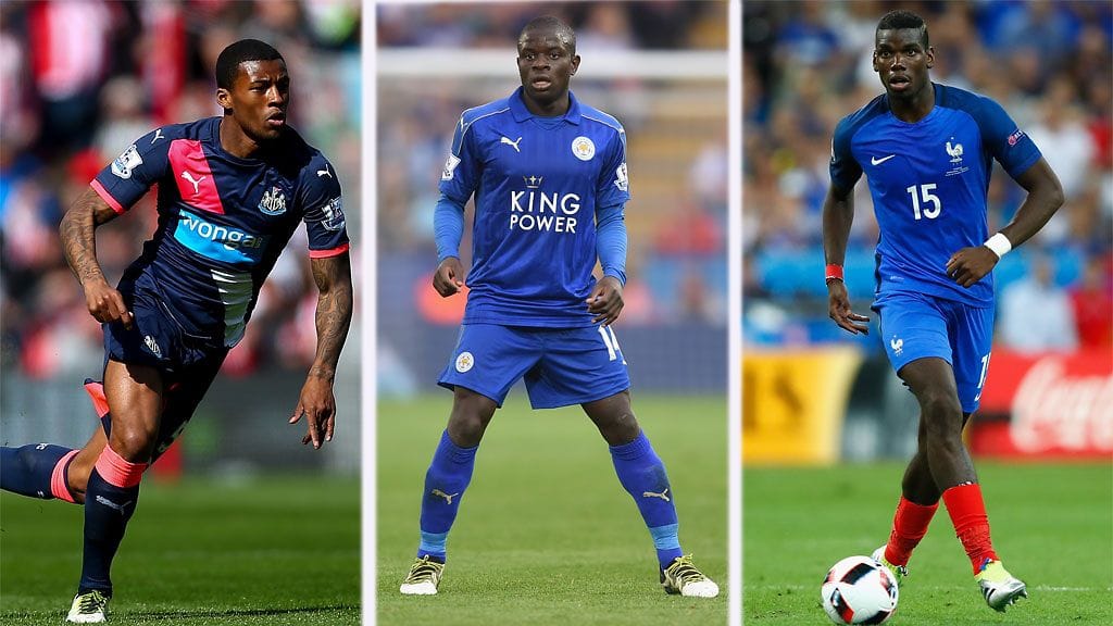 Georginio Wijnaldum, N’Golo Kante ja Paul Pogba ovat kesän kovimpia hankintoja Valioliigassa.
