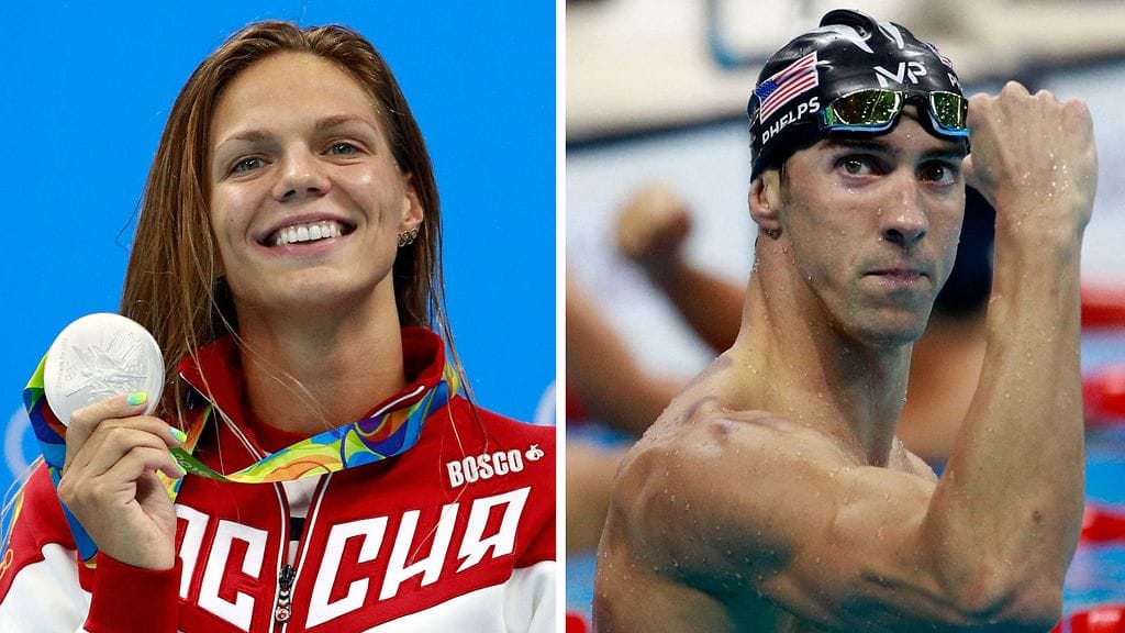 Julija Jefimova ja Michael Phelps ovat tukkanuottasilla.