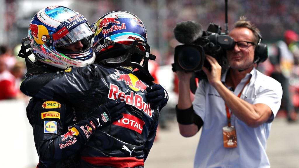 Red Bull -tallikaverukset Daniel Ricciardo ja Max Verstappen nousivat Saksan GP:ssä ensimmäistä kertaa tällä kaudella yhdessä podiumille.
