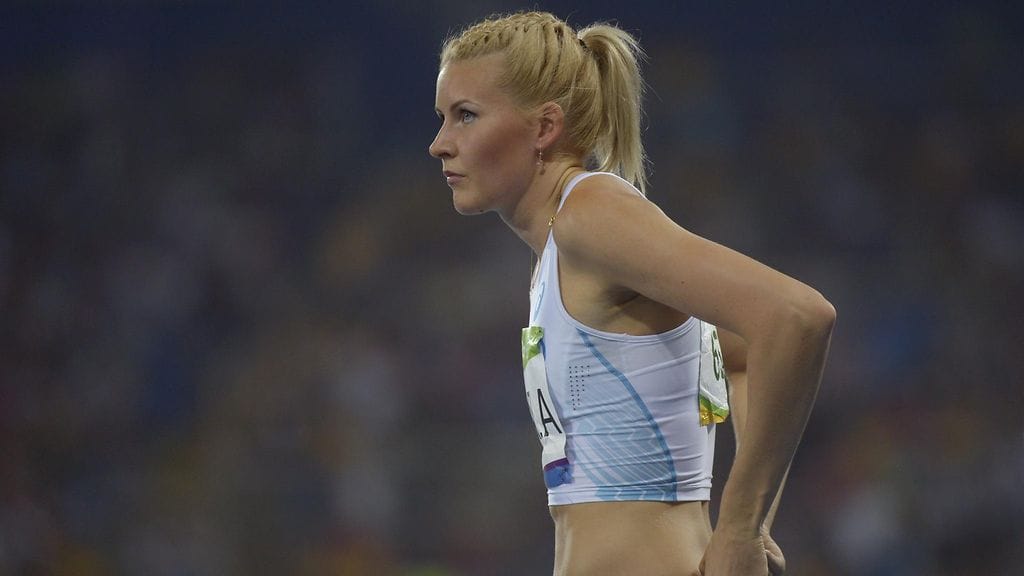 Kristiina Mäkelä Rion olympiastadionilla kolmiloikkafinaalissa.