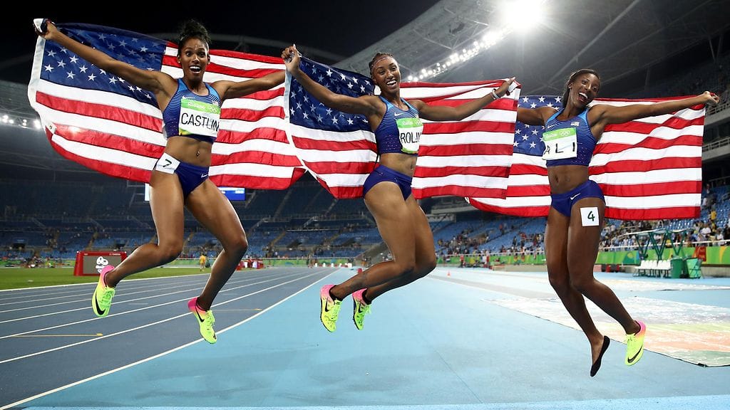 Kristi Castlin, Brianna Rollins ja Nia Ali tykittivät kolmoisvoittoon.