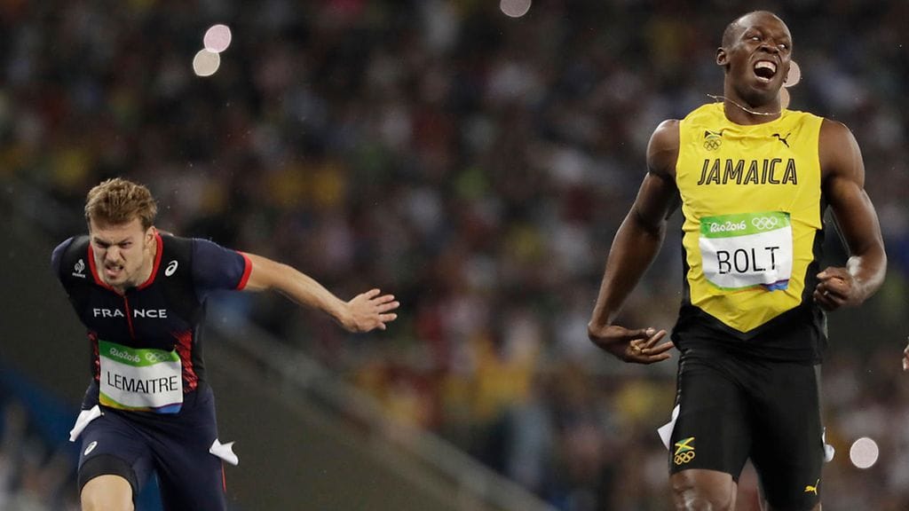 Usain Bolt juhli kultaa ja Christophe Lemaitre venytti pronssille.