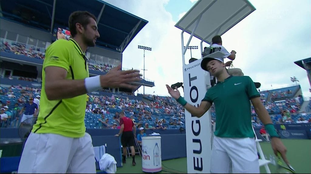 Cilic (vas.) pääsi yhdellä erävoitolla jatkoon.