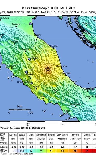 Italia maanjäristys Keski-Italia