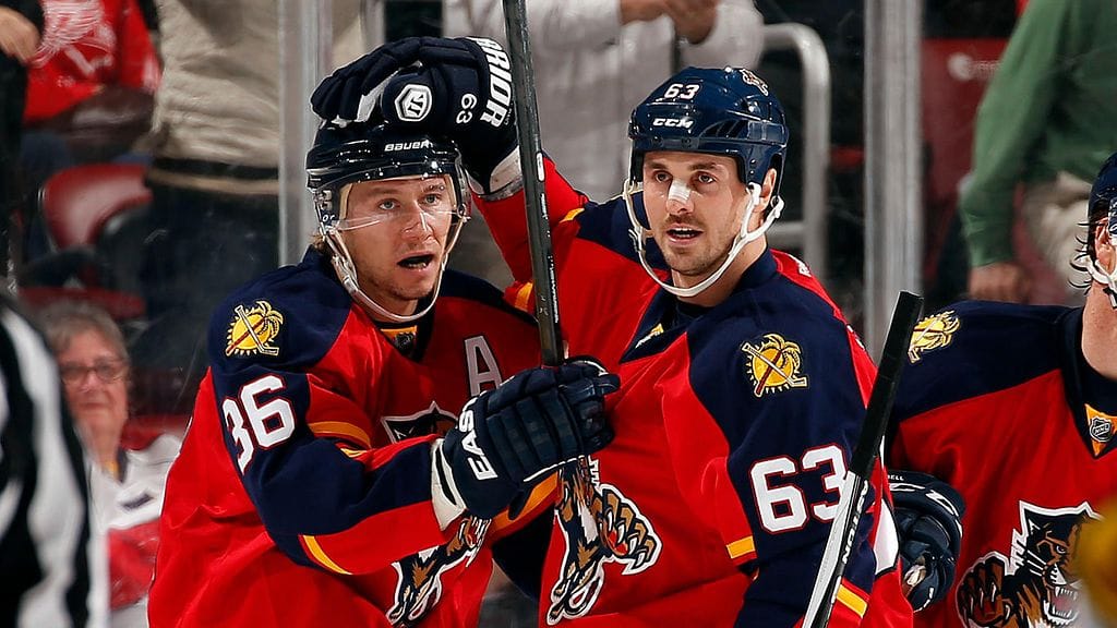 Jussi Jokinen ja Dave Bolland