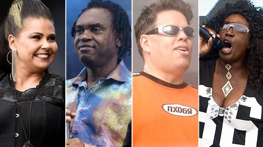 Ysäritähtiä Helsingin We Love The 90's -festivaaleilla perjantaina 26. elokuuta 2016: Aikakoneen Sani, Dr. Alban, Aikakoneen Maki ja Culture Beat.