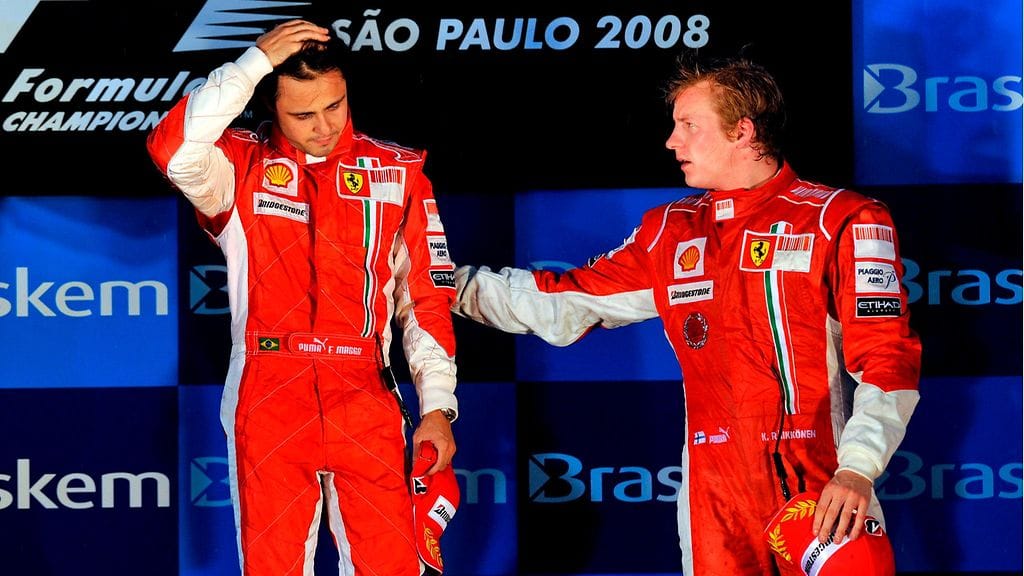 Felipe Massa ja Kimi Räikkönen ajoivat tallikavereina kaudet 2007-09.