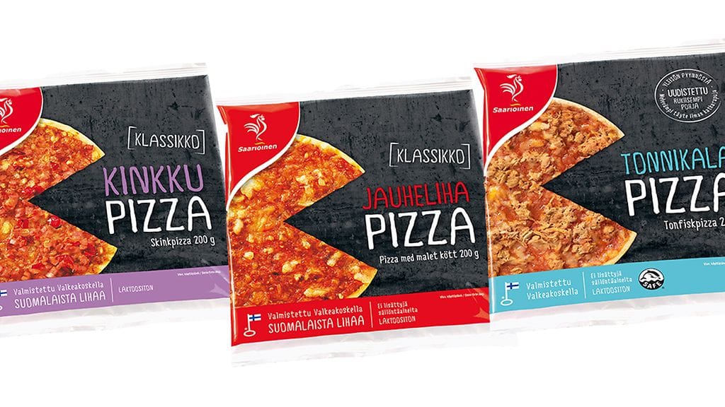 Vuonna 2016 roiskeläppäpizzojen pakkaukset näyttävät tältä.