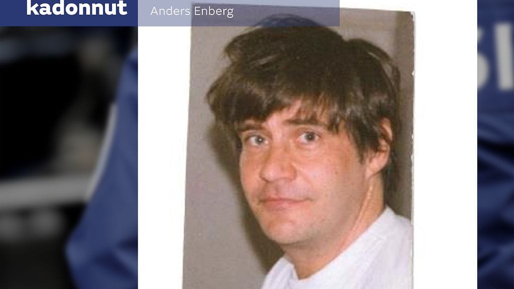 Raaseporilainen Anders Enberg on nähty viimeksi 22. elokuuta kello 6.30 Raaseporin Stenåkerissa.