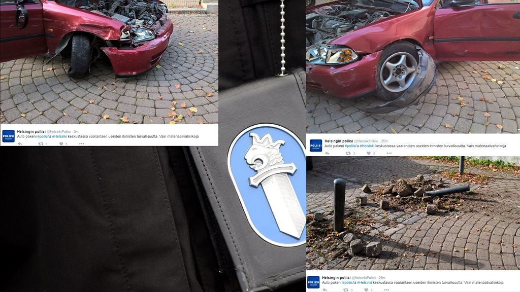 Kuvakaappaukset Helsingin poliisin Twitteristä 3.9.2016.