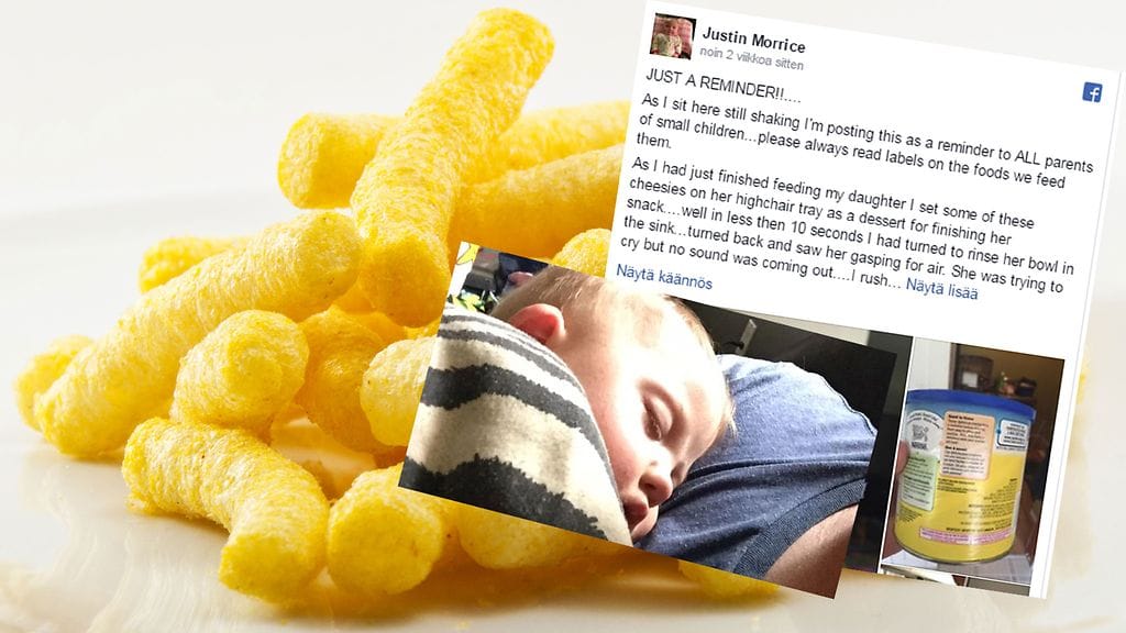 Juustonaksu jäi vaarallisesti Annabelle-tytön kurkkuun kiinni.