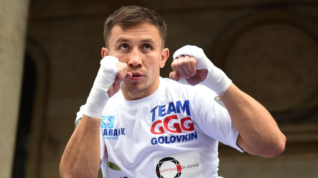 Gennadi Golovkin esiintyi avoimissa harjoituksissa Lontoossa tiistaina.