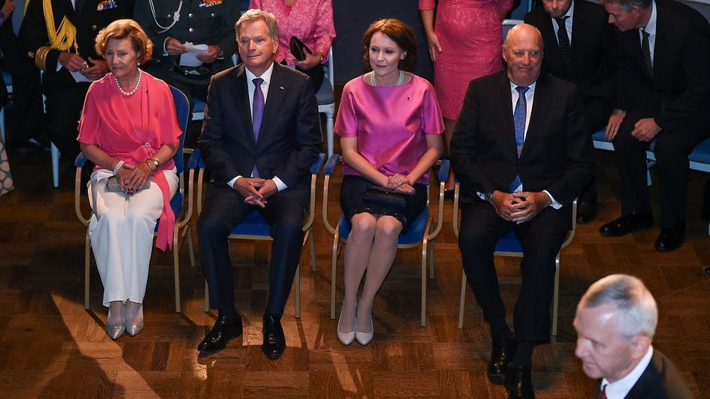Sonja, Sauli Niinistö, Jenni Haukio, Harald Norjan kuningasparin juhlakonsertissa 7.9.2016 1