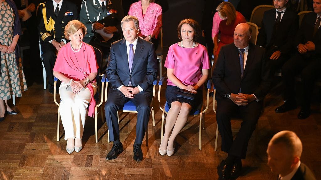 Sonja, Sauli Niinistö, Jenni Haukio, Harald Norjan kuningasparin juhlakonsertissa 7.9.2016 2