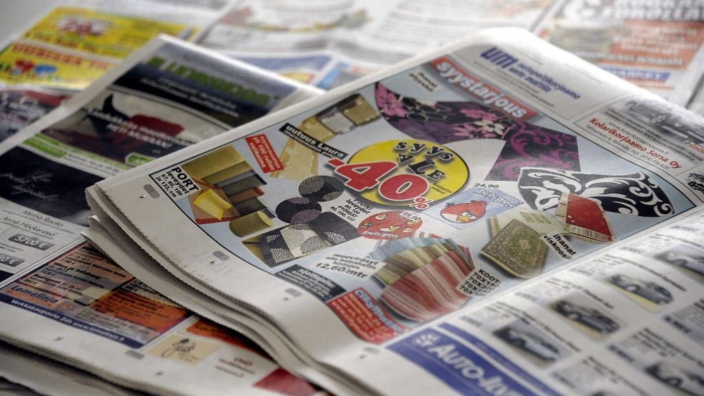 Kansalliseen Mediatutkimuksen vastaajista 82 prosenttia suhtautuu myönteisesti mainontaan painetuissa sanomalehdissä.