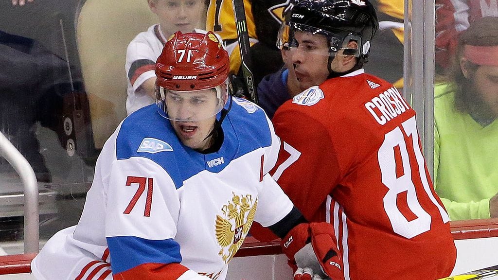 Venäjän Jevgeni Malkin ja Kanadan Sidney Crosby kuuluvat World Cupin suurimpiin tähtiin.