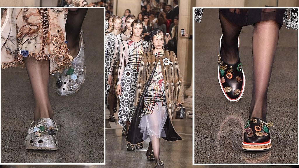 Muotisuunnittelija Christopher Kane yhdisti kevät-kesä 2017 -kokoelmassaan Crocsit huippumuodikkaisiin asuihin.