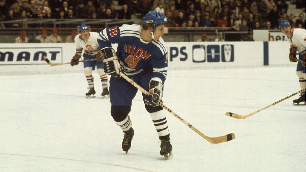 Juhani Tamminen maajoukkuepaidassa MM-kisoissa 1971.