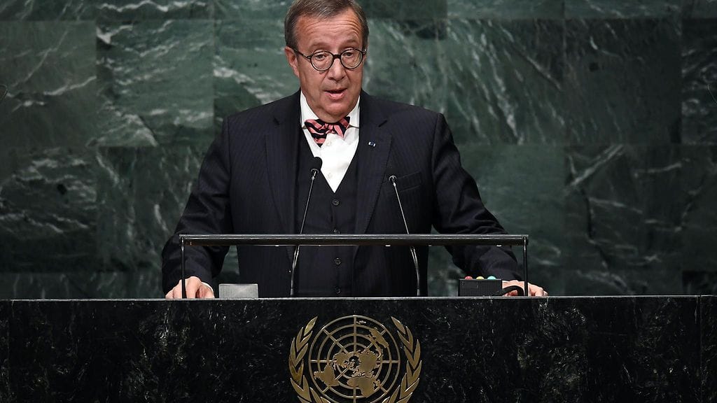 Viron väistyvä presidentti Toomas Hendrik Ilves puhui YK:ssa New Yorkissa 21.9.2016.