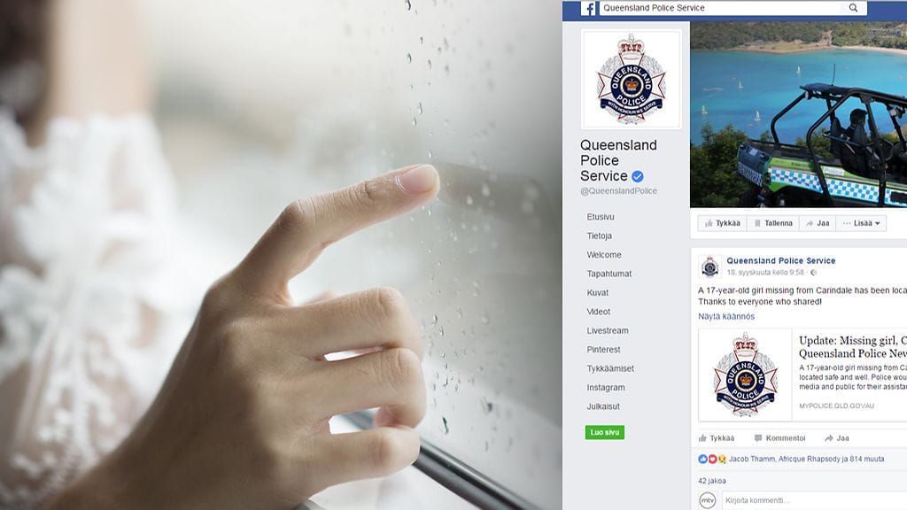 Kadonneeksi ilmoitettu tyttö ilmoittautui somessa itse poliisille.