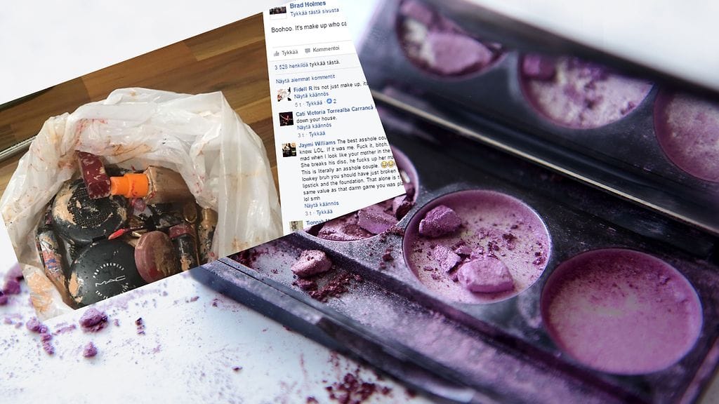 Tyttöystävän meikit kokivat karmean lopun poikaystävän käsissä.