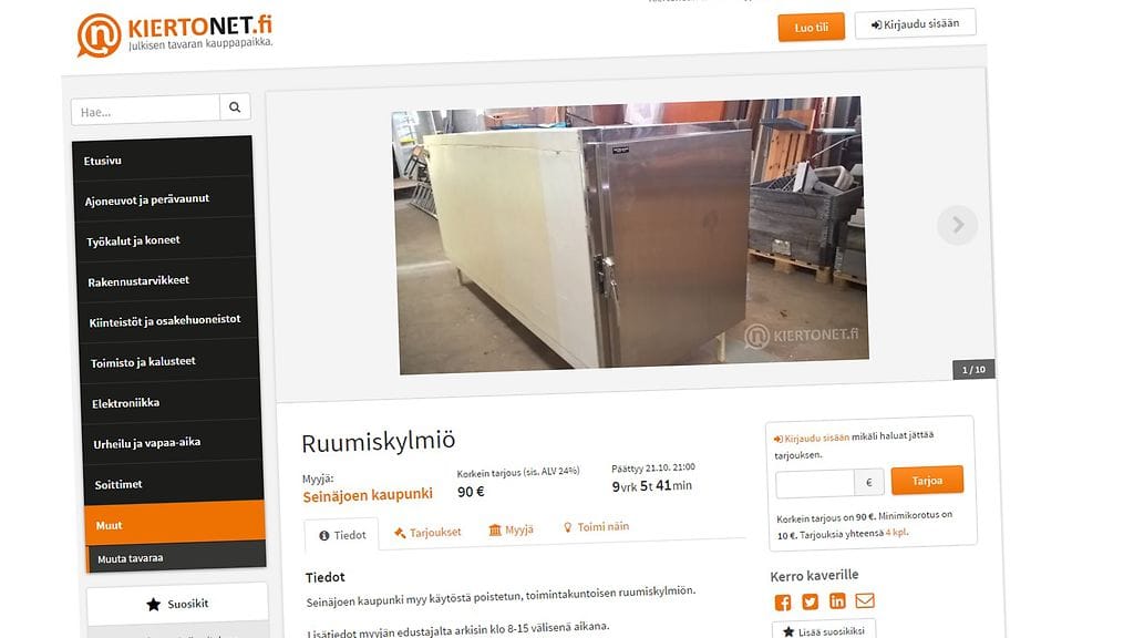 Kiertonet.fi-sivuston erikoinen myynti-ilmoitus on herättänyt jo muutaman kiinnostuneen huomion.