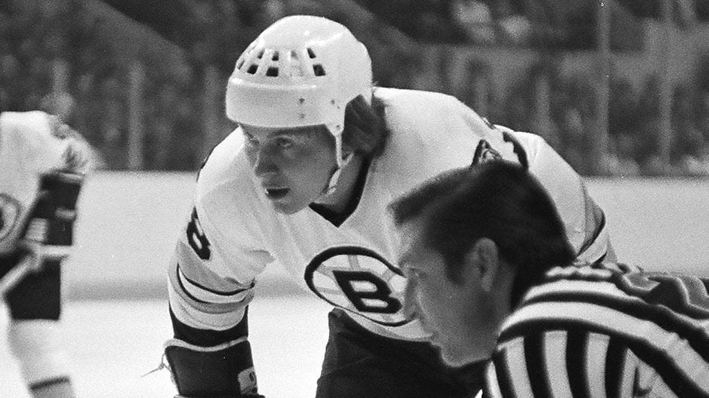 Matti Hagman Boston Bruinsin paidassa 1970-luvun lopulla.