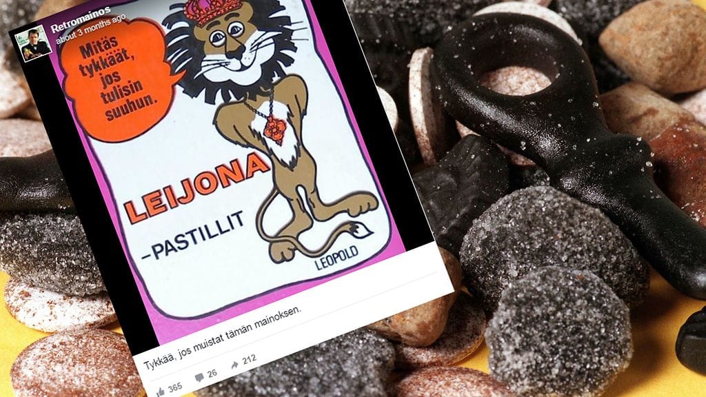 Vanha pastillimainos herättää huomiota Facebookissa.