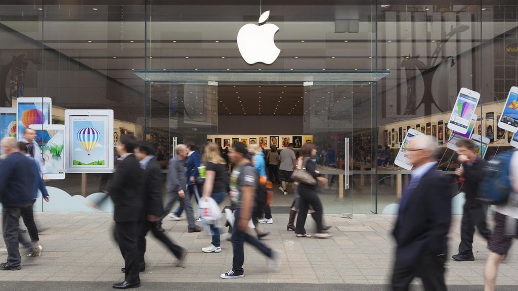 Kuvassa Applen myymälän sisäänkäynti Adelaidessa, Australiassa.