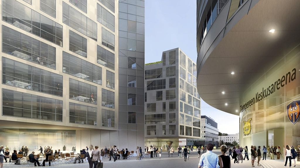 SRV:n havainnekuva monitoimiareenan, toimisto-, liike- ja hotellitilaa sekä asuntoja käsitttävästä Tampereen Kansi ja Areena -hankkeesta. Raha-automaattiyhdistys RAY julkisti 14. lokakuuta 2016, että Tampereelle rakennettavan kasinon sijaintipaikka on Kansiareena.