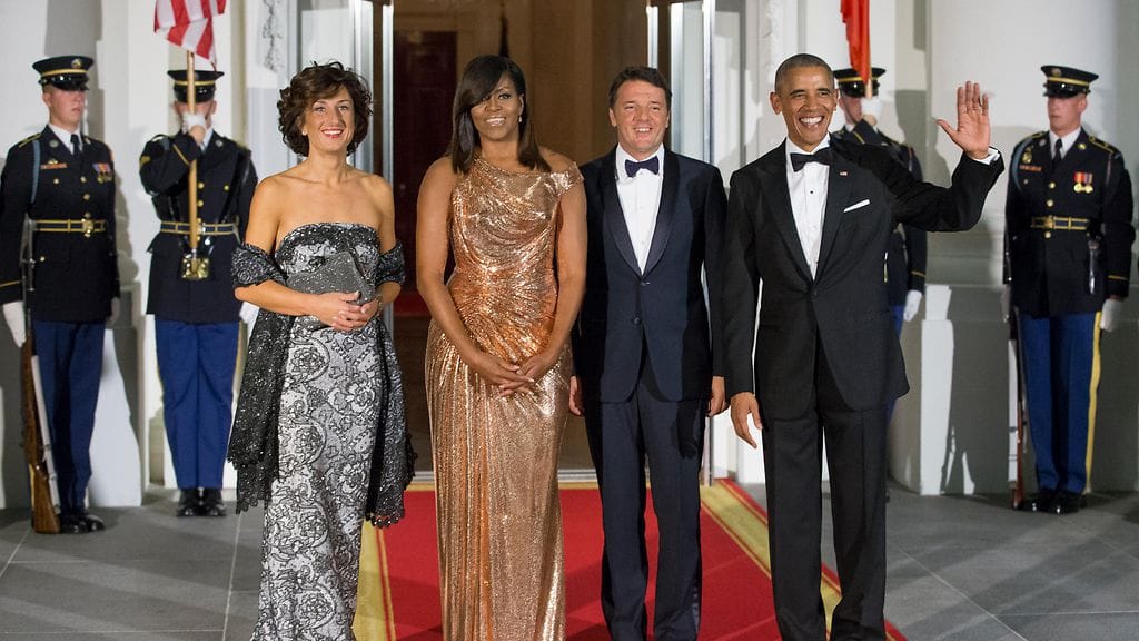 Obamat saivat Valkoiseen taloon vieraikseen Italian päministeri Matteo Renzin ja tämän vaimon Agnese Landinin.