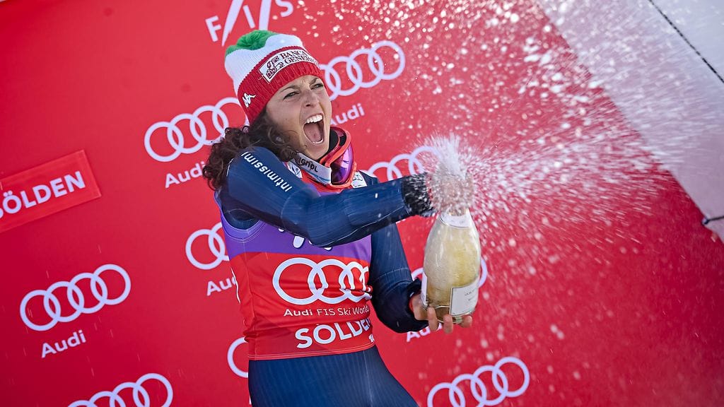 Federica Brignone juhli villisti vuosi sitten.