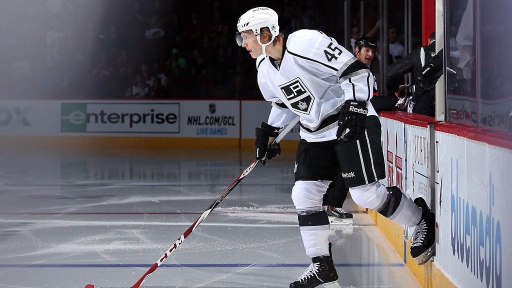 Alex Lintuniemi Los Angeles Kingsin harjoitusottelussa syyskuussa 2014.