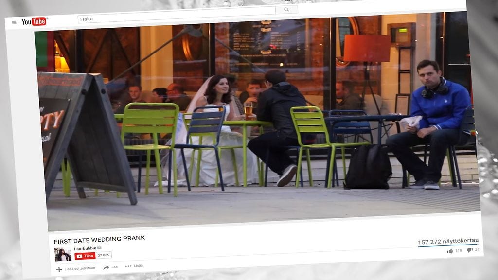 Vloggaajan ystävä kuvasi salaa, miten miehet reagoivat hääpukuun pukeutuneeseen treffikumppaniin.