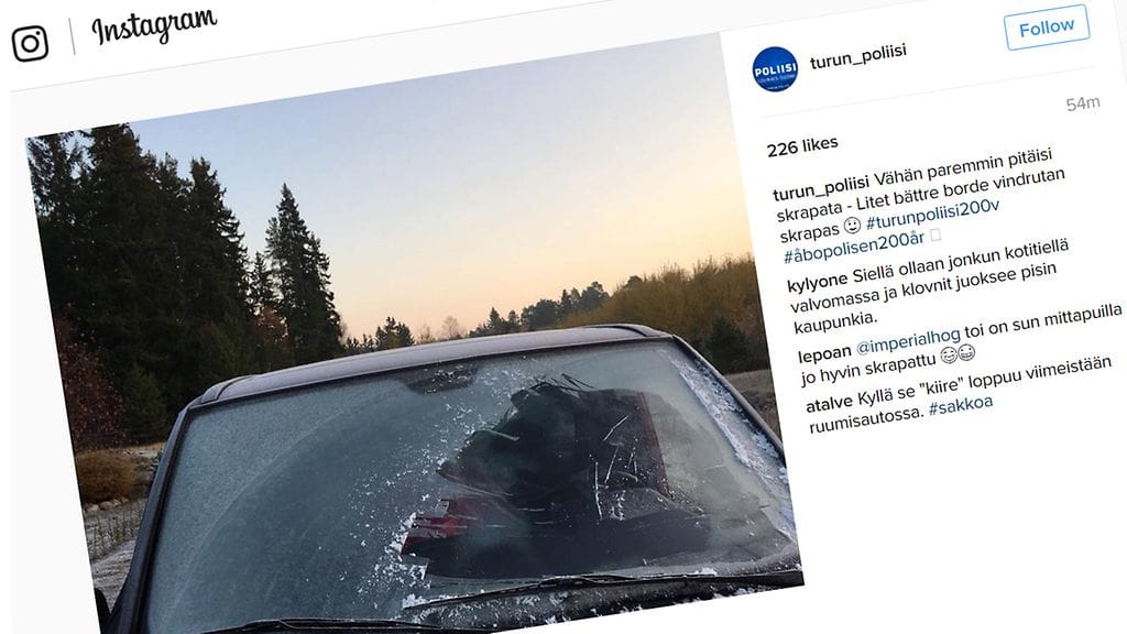 Kuvankaappaus Turun poliisin Instagram-sivulta.