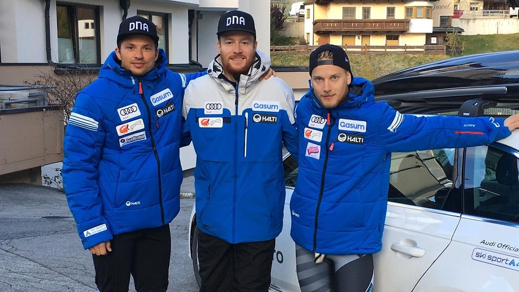 Marcus Sandell, Samu Torsti ja Eemeli Pirinen Söldenissä.