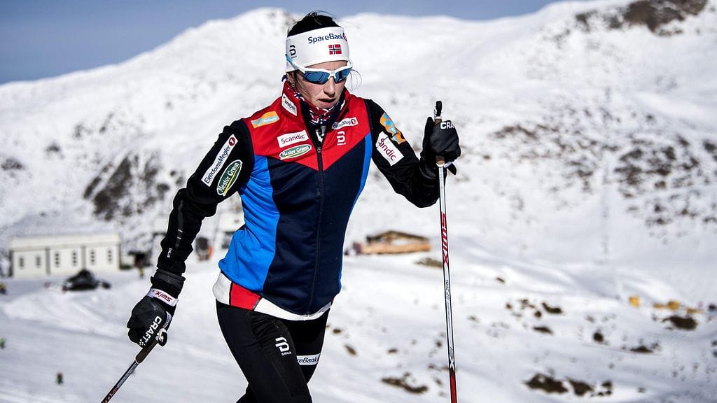 Marit Björgen leirillä Val Senalesissa.