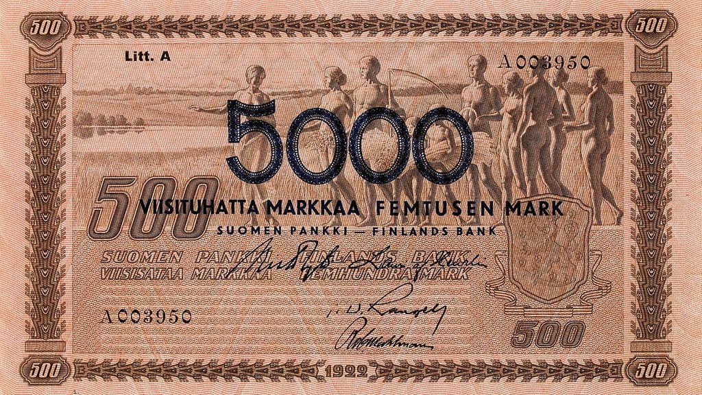 Liite kuva 127 5000 mk 1939 päällepainama etu 25