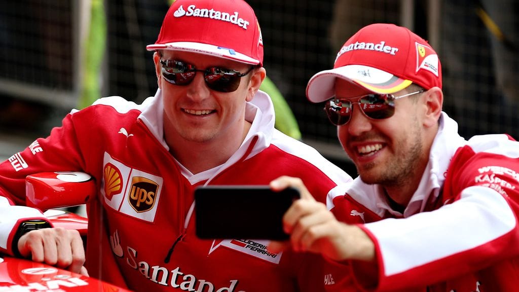 Kimi Räikkönen ja Sebastian Vettel ovat hyviä kaveruksia keskenään.