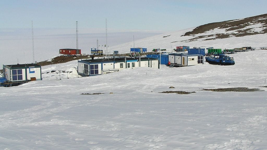 Aboa-tutkimusasema Etelämantereella vuonna 2014. Aboa perustettiin vuonna 1988, kun Suomi aloitti tutkimuksen Etelämantereella.